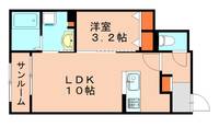 福岡県糟屋郡粕屋町仲原3丁目(アパート)の賃貸物件104の間取り