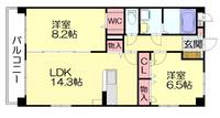 福岡県糟屋郡粕屋町酒殿2丁目(マンション)の賃貸物件101の間取り