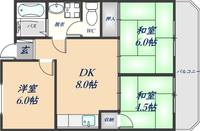 大阪府八尾市北本町1丁目(マンション)の賃貸物件の間取り