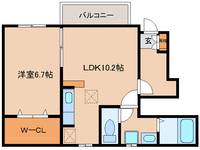 奈良県大和高田市東雲町(アパート)の賃貸物件103の間取り