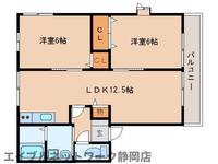 静岡県静岡市葵区大岩2丁目(アパート)の賃貸物件の間取り