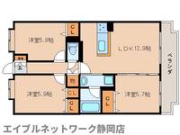 静岡県静岡市葵区大岩3丁目(マンション)の賃貸物件の間取り