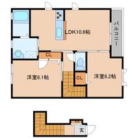 奈良県香芝市逢坂5丁目(アパート)の賃貸物件203の間取り