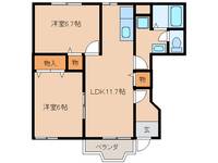 奈良県天理市前栽町(アパート)の賃貸物件の間取り