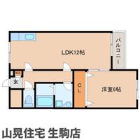 奈良県生駒市東菜畑1丁目(マンション)の賃貸物件303の間取り