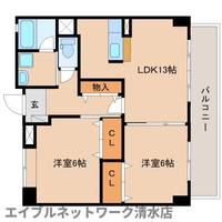 静岡県静岡市清水区江尻町(マンション)の賃貸物件の間取り