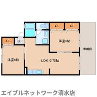 静岡県静岡市清水区渋川2丁目(アパート)の賃貸物件の間取り