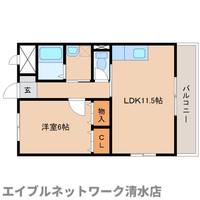 静岡県静岡市清水区村松原1丁目(マンション)の賃貸物件の間取り