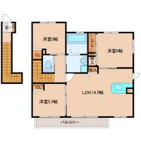 京都府木津川市梅美台2丁目(アパート)の賃貸物件の間取り