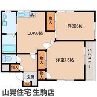 奈良県生駒市東生駒月見町(マンション)の賃貸物件302の間取り