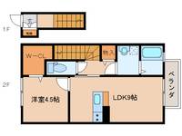 奈良県奈良市四条大路4丁目(アパート)の賃貸物件の間取り