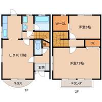 奈良県生駒市小平尾町(テラスハウス)の賃貸物件B-2の間取り