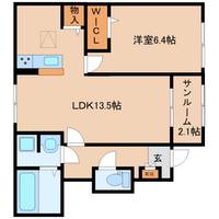 奈良県大和郡山市額田部北町(アパート)の賃貸物件の間取り