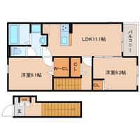 京都府木津川市加茂町里土堀(アパート)の賃貸物件202の間取り