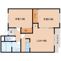 奈良県橿原市石原田町(マンション)の賃貸物件2-Eの間取り