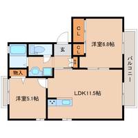 京都府木津川市梅美台1丁目(アパート)の賃貸物件の間取り