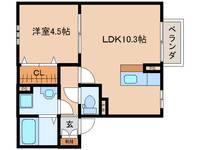奈良県奈良市東九条町(アパート)の賃貸物件の間取り