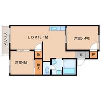 奈良県桜井市大字粟殿(アパート)の賃貸物件の間取り