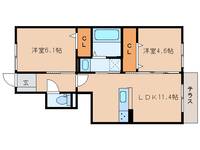 奈良県天理市富堂町(アパート)の賃貸物件の間取り
