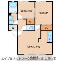 静岡県静岡市葵区大岩3丁目(アパート)の賃貸物件の間取り