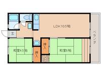 奈良県生駒市東菜畑2丁目(アパート)の賃貸物件102の間取り