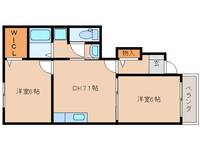 奈良県天理市二階堂上ノ庄町(アパート)の賃貸物件の間取り