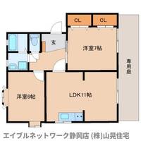 静岡県静岡市葵区松富4丁目(アパート)の賃貸物件の間取り