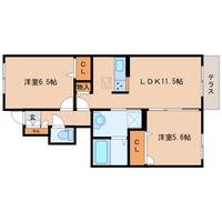 奈良県生駒郡斑鳩町龍田南6丁目(アパート)の賃貸物件の間取り