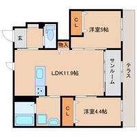 奈良県橿原市十市町(アパート)の賃貸物件102の間取り