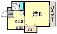 兵庫県神戸市中央区神若通3丁目(マンション)の賃貸物件の間取り