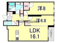 兵庫県芦屋市東山町(マンション)の賃貸物件の間取り