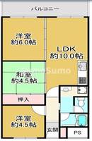 兵庫県神戸市東灘区住吉山手2丁目(マンション)の賃貸物件の間取り