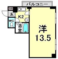兵庫県神戸市中央区御幸通2丁目(マンション)の賃貸物件の間取り