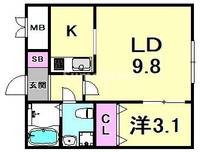 兵庫県西宮市門戸東町(マンション)の賃貸物件の間取り