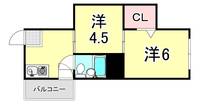 兵庫県神戸市東灘区御影山手5丁目(マンション)の賃貸物件の間取り