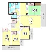 兵庫県神戸市東灘区西岡本6丁目(マンション)の賃貸物件の間取り