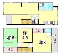 兵庫県芦屋市松ノ内町(一戸建)の賃貸物件の間取り