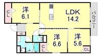 兵庫県西宮市常磐町(アパート)の賃貸物件の間取り