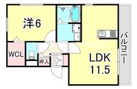 兵庫県尼崎市武庫之荘東2丁目(アパート)の賃貸物件の間取り