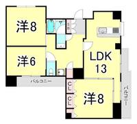 兵庫県神戸市中央区宮本通6丁目(マンション)の賃貸物件の間取り