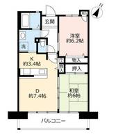 兵庫県宝塚市仁川団地(マンション)の賃貸物件の間取り
