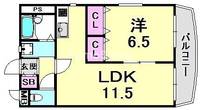兵庫県西宮市甲子園口2丁目(マンション)の賃貸物件の間取り