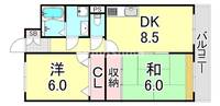 兵庫県神戸市兵庫区夢野町3丁目(マンション)の賃貸物件の間取り