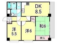 兵庫県西宮市甲子園口4丁目(マンション)の賃貸物件の間取り