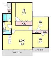 兵庫県神戸市東灘区岡本7丁目(マンション)の賃貸物件の間取り