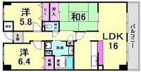 兵庫県西宮市大森町(マンション)の賃貸物件の間取り