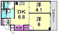 兵庫県西宮市甲子園口北町(マンション)の賃貸物件の間取り