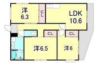 兵庫県西宮市下大市東町(マンション)の賃貸物件の間取り