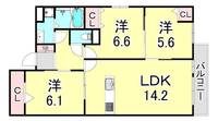 兵庫県西宮市常磐町(アパート)の賃貸物件の間取り