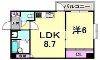 兵庫県神戸市中央区浜辺通3丁目(マンション)の賃貸物件の間取り